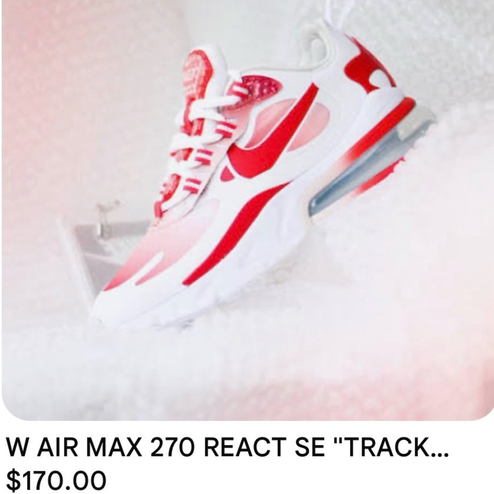 Nike Women's Air Max 270 React SE Red/Pink & White Sneakers. Wore a few times
